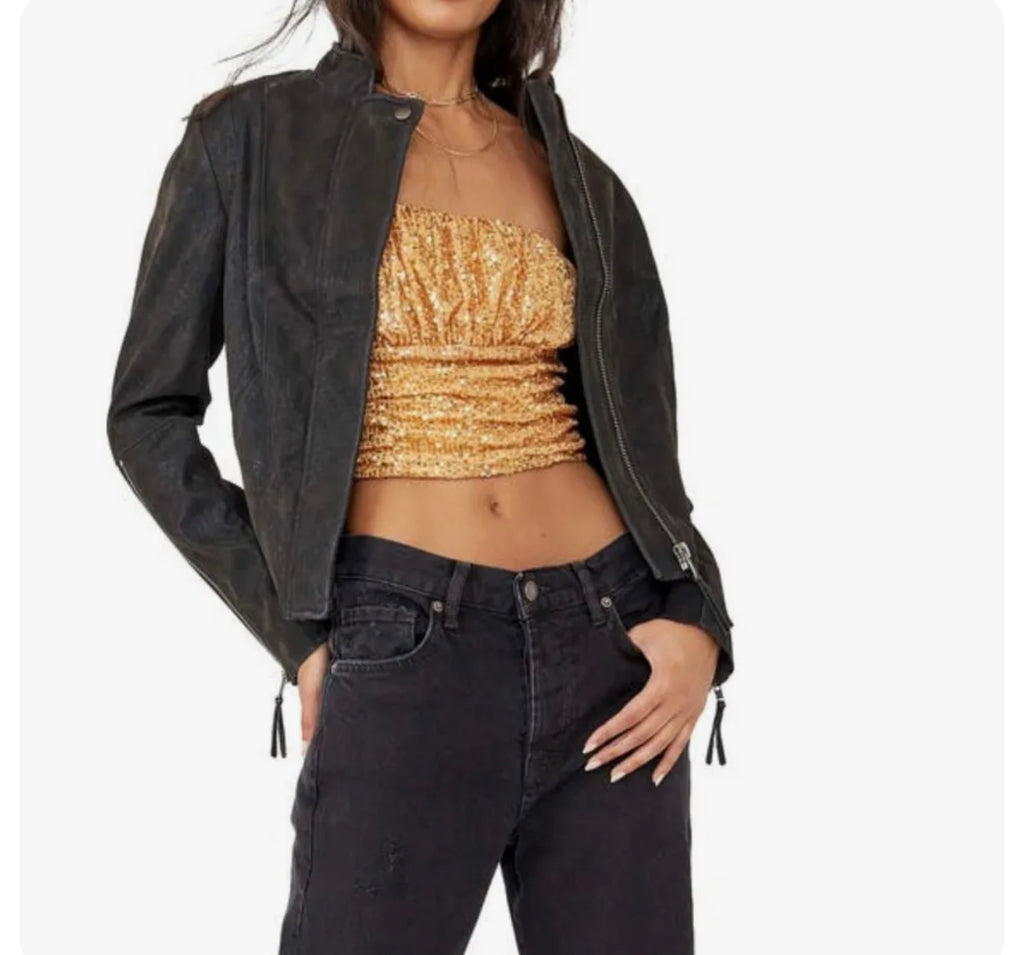 FREE PEOPLE Sequin TA DA Convertible/Strapless Top