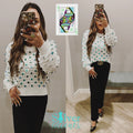 QUEEN OF SPARKLES Four Leaf CLOVER Pailette Sweater Top