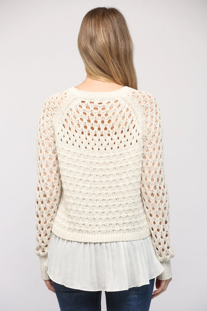 TAYLOR Contrast Pleated Hem Sweater Top