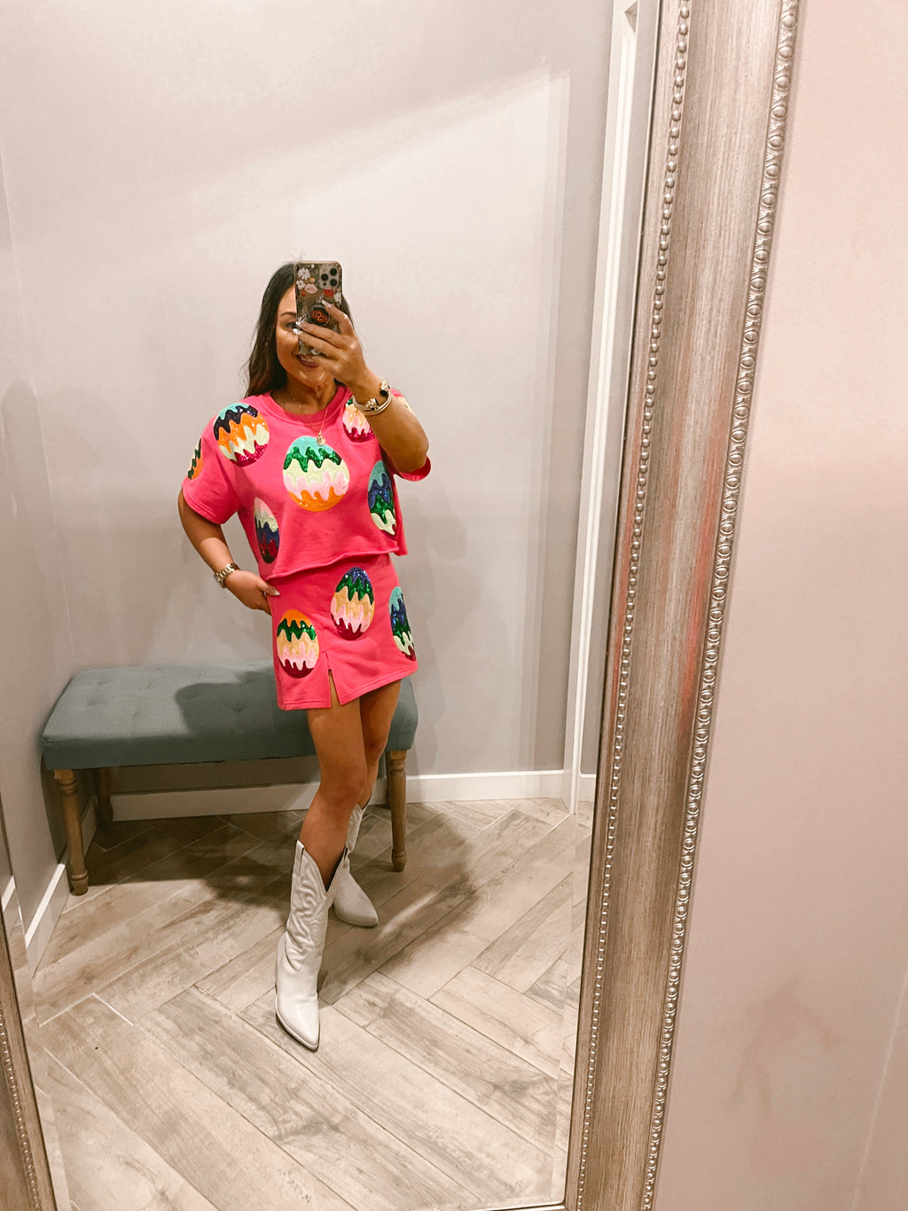 QUEEN OF SPARKLES Sequin GROOVY EASTER EGG Skort