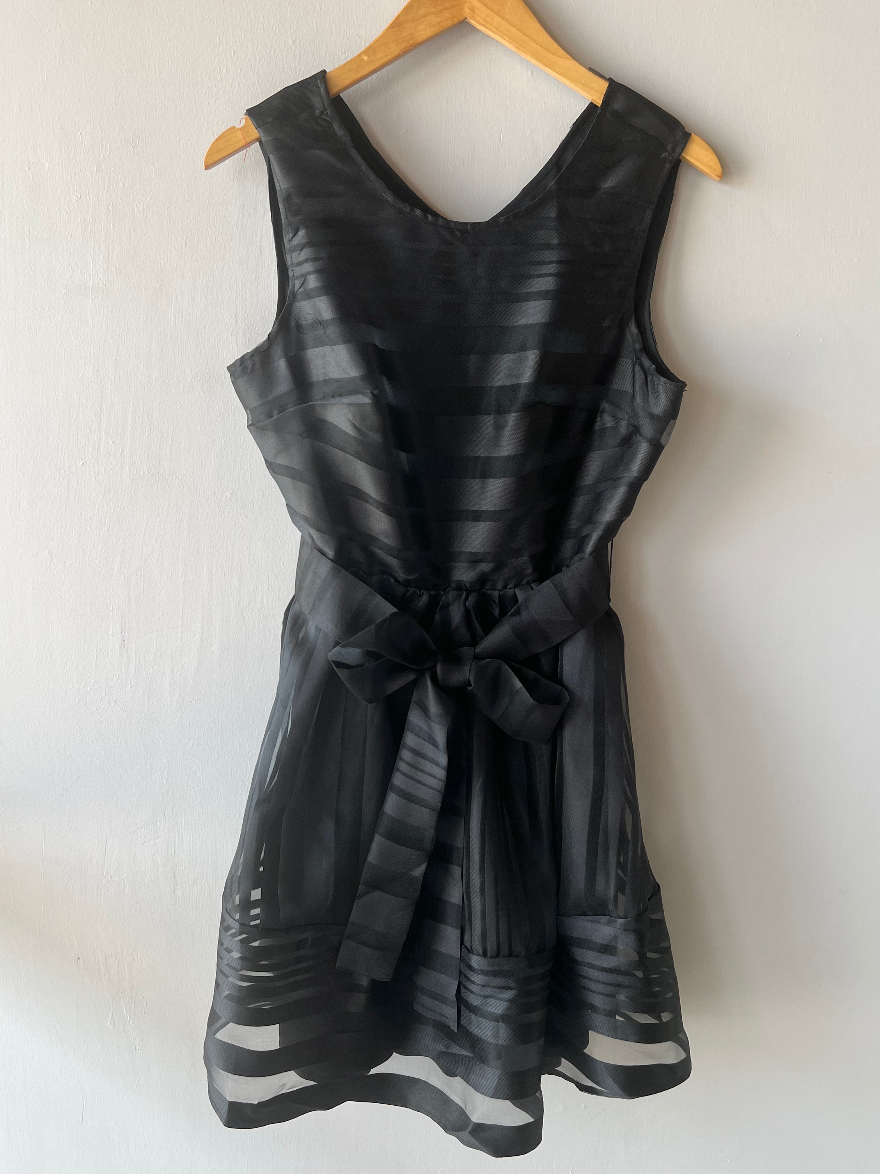 TRYST Stripe Organza TieWaist Dress