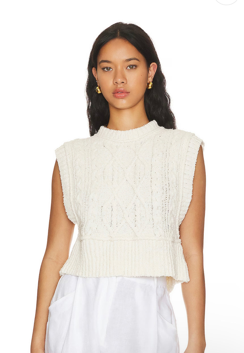 FREE PEOPLE Cable Knit ROWAN Sweater Vest Top