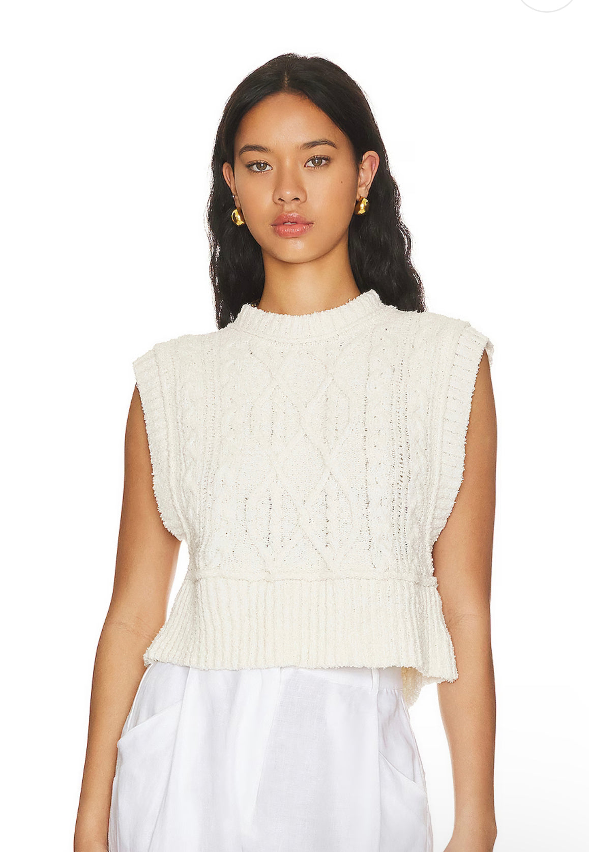 FREE PEOPLE Cable Knit ROWAN Sweater Vest Top