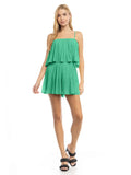 CAREFREE Pleated Chiffon PopOver Romper