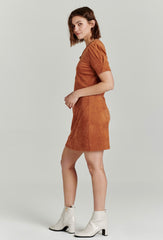 ANOTHER LOVE SeamDetail DEMI ShortSleeve Suede Dress