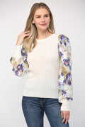 LUCY Contrast Jacquard Sleeve Sweater