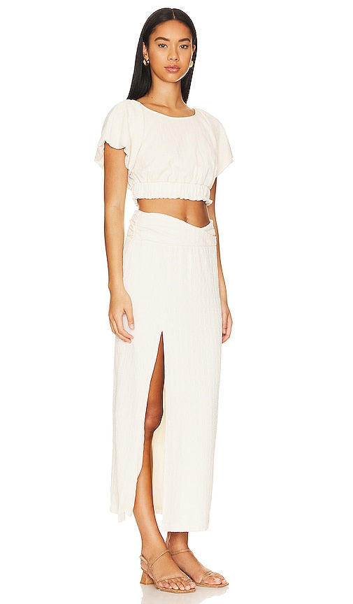 FREE PEOPLE 2pc TOVAH Flutter Sleeve/Maxi Skirt Set