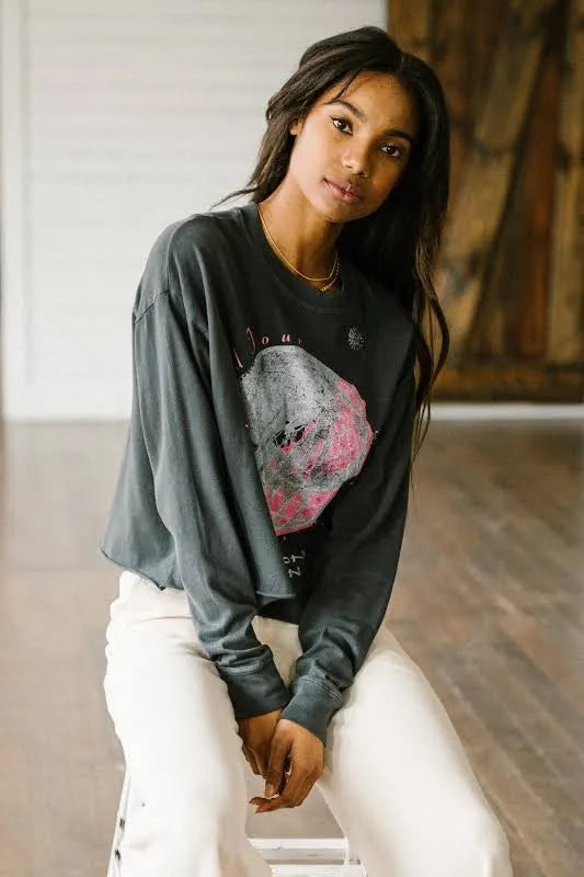 DAYDREAMER World Tour ELTON JOHN Long Sleeve Crop Tee Top