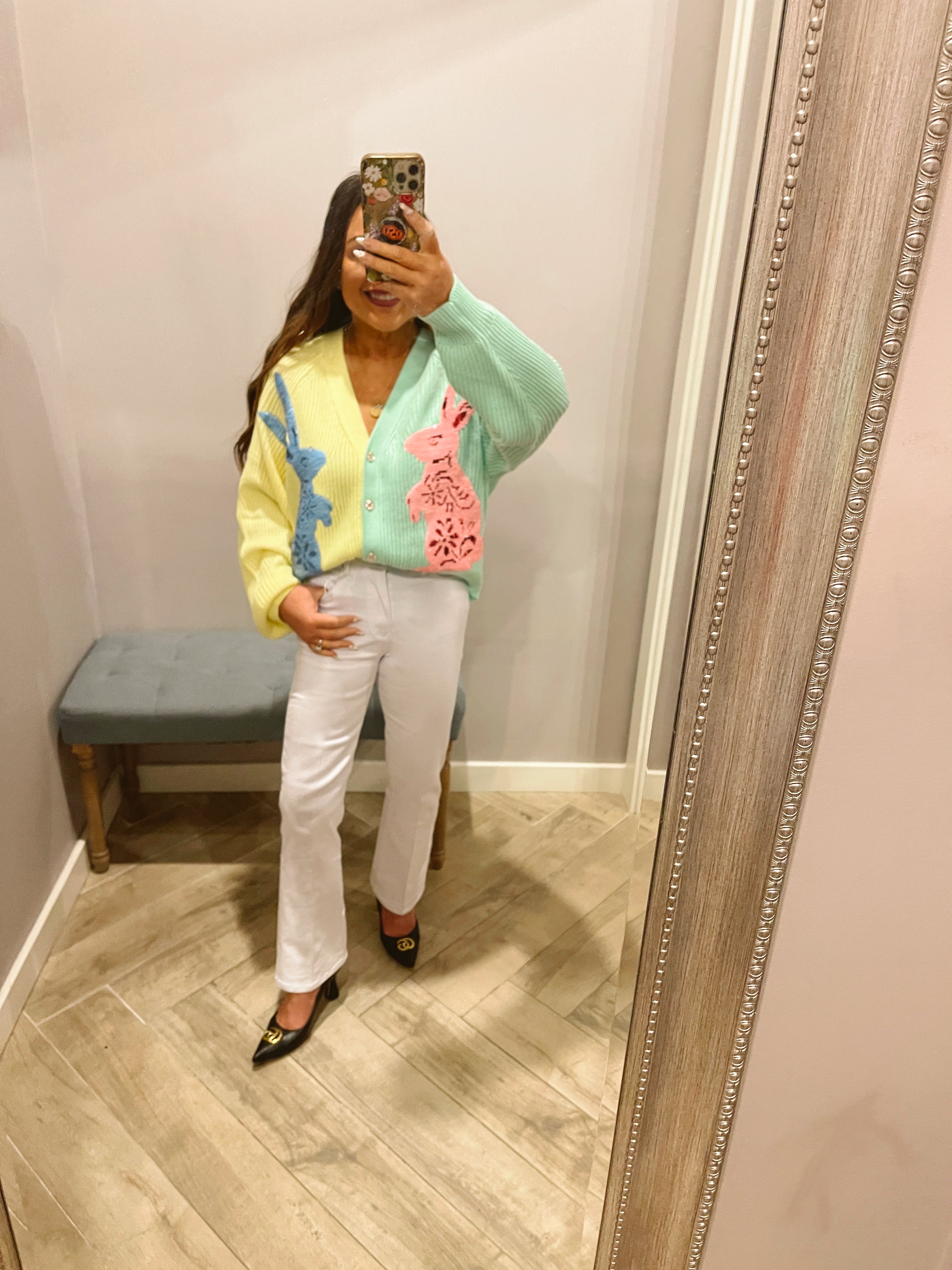 QUEEN OF SPARKLES Colorblock BUNNY Cardigan Top