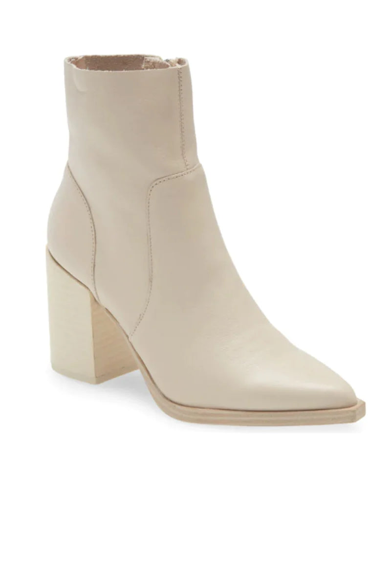 STEVE MADDEN Leather CALABRIA Stacked Heel Bootie