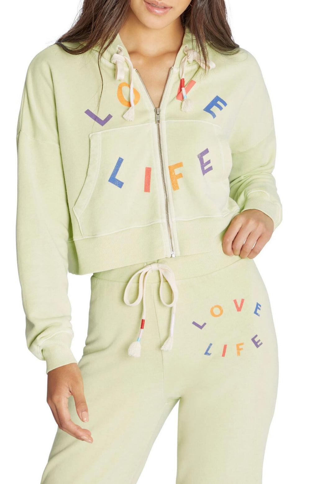 WILDFOX COUTURE Shadow Lime LOVE LIFE Kinley Hoodie Top