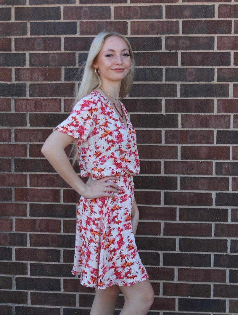 *BOBIBLACK Floral FROLICK Surplice SmockWaist Dress