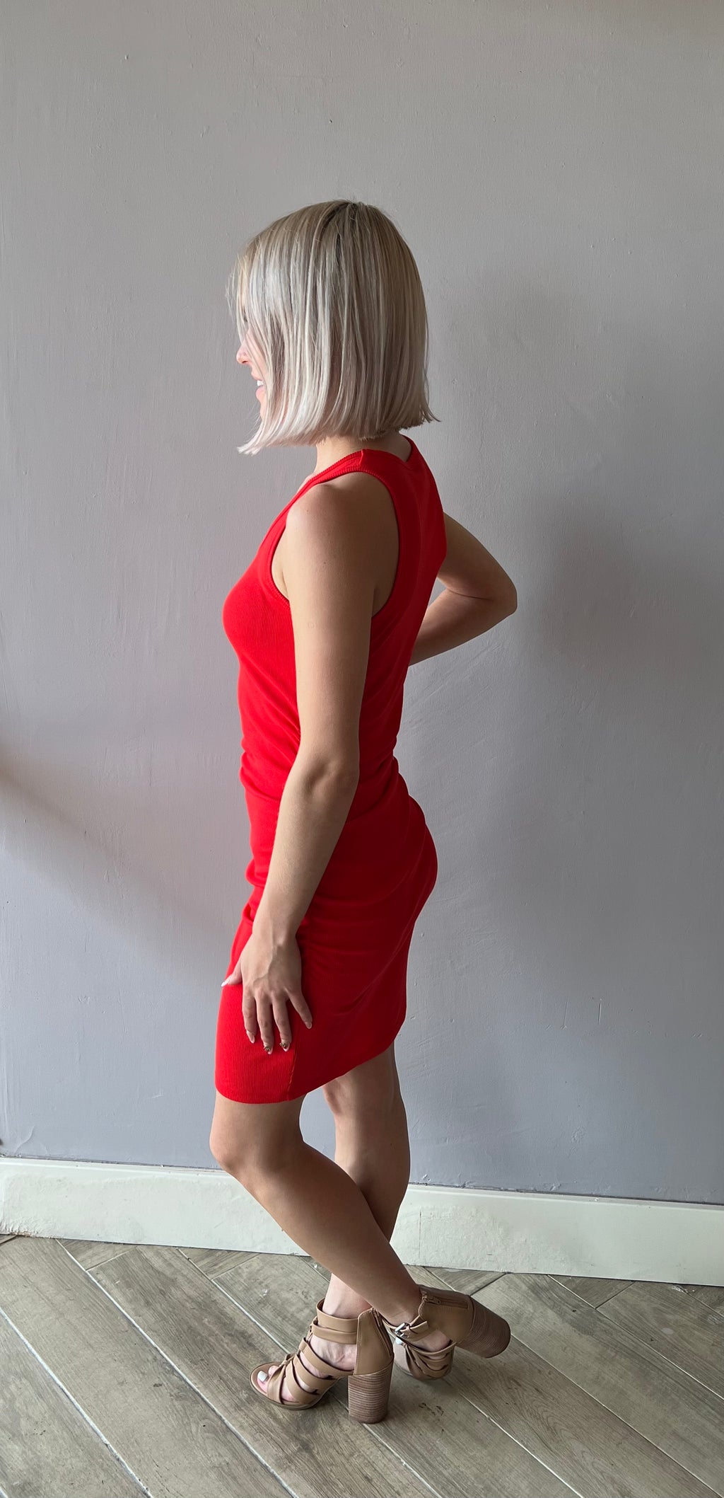 BOBI Side Shirred GREATEST Rib Tank Dress