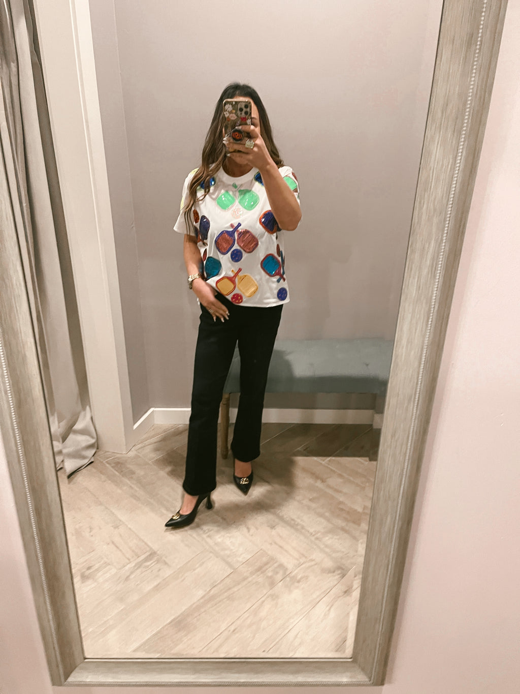 QUEEN OF SPARKLES Sequin PICKLEBALL Active Tee Top