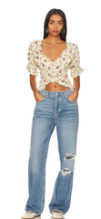 FREE PEOPLE Floral FAVORITE GIRL V-Neck Top