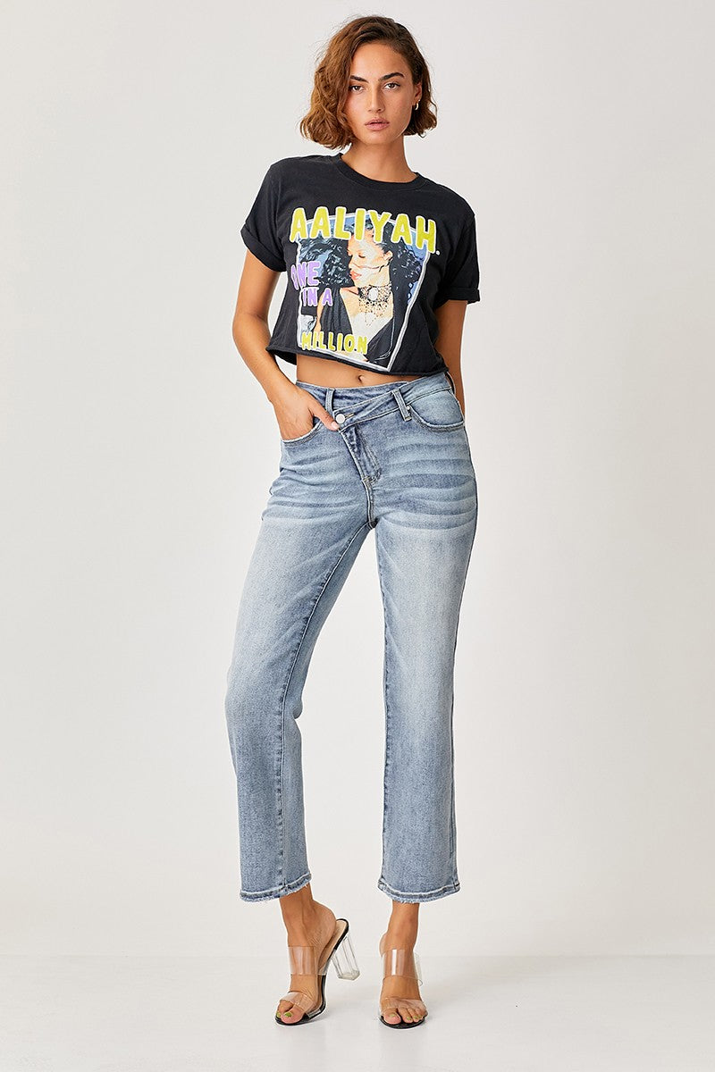 RISEN HighRise ANNA Crossover Straight-leg Jeans
