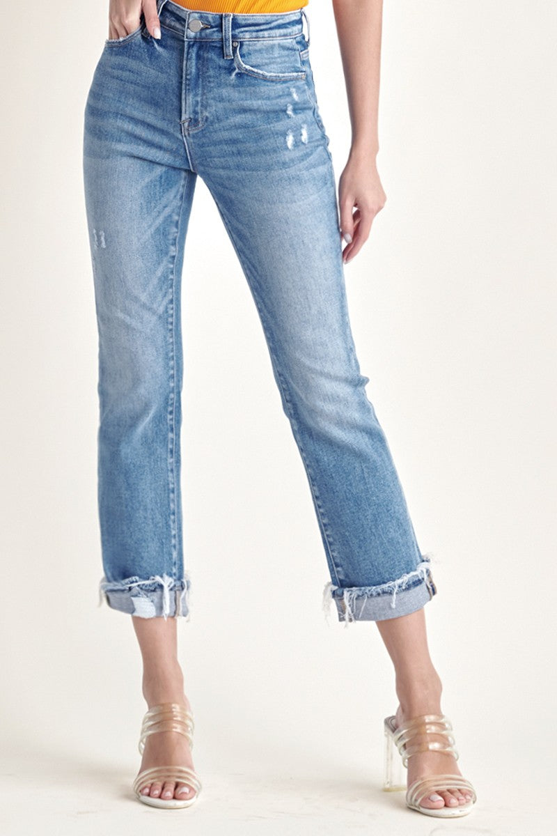 RISEN MidRise BLAKELY Straight Cuff Jeans