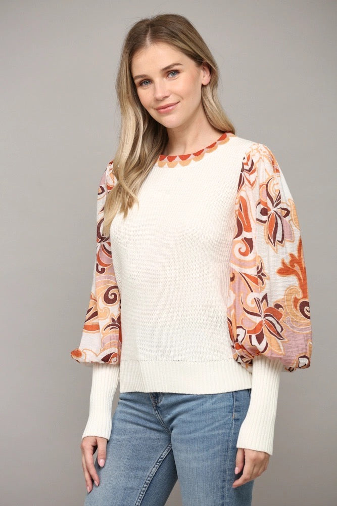 DIVIDE Contrast Abstract Print Top