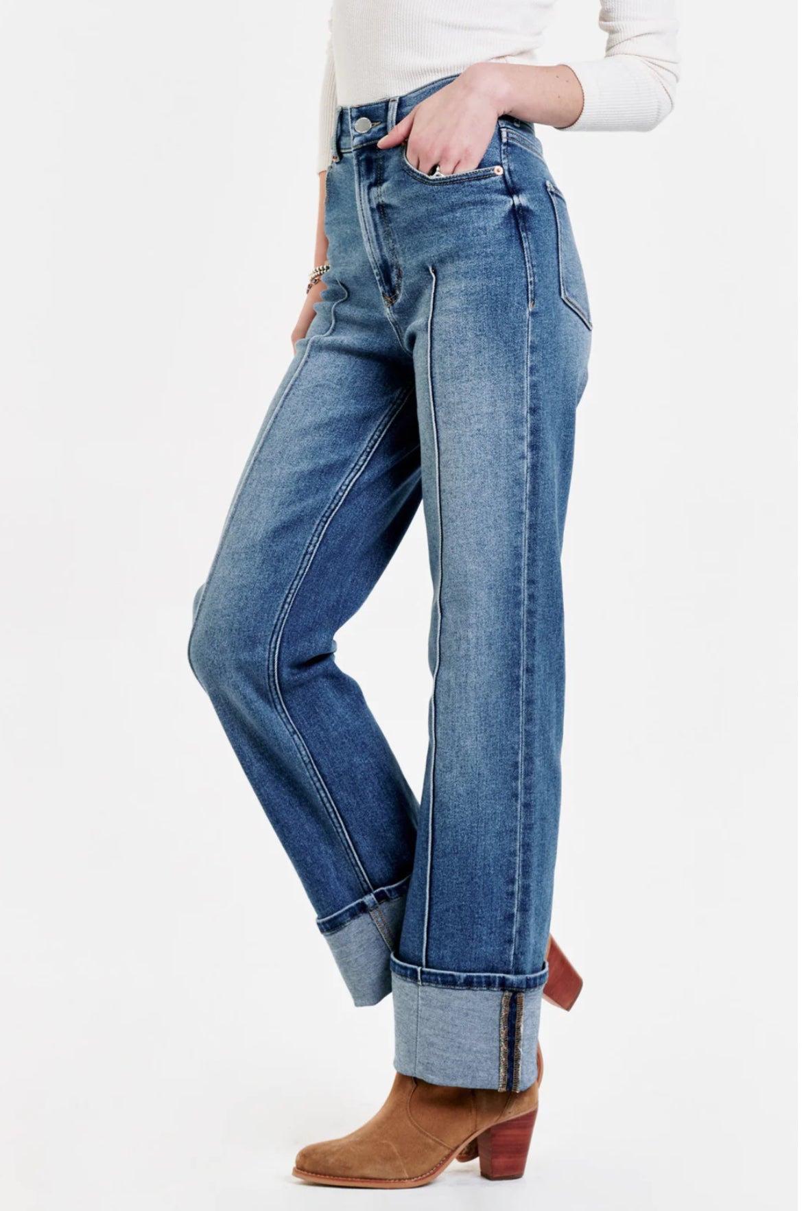 DEAR JOHN Super High Rise HOLLY Cuffed Straight Jeans Justice