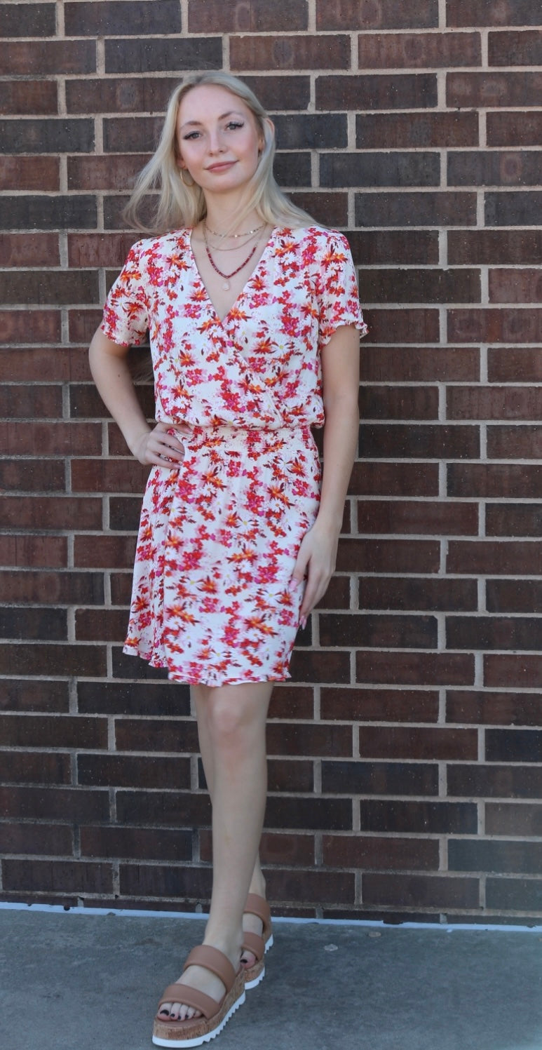 *BOBIBLACK Floral FROLICK Surplice SmockWaist Dress