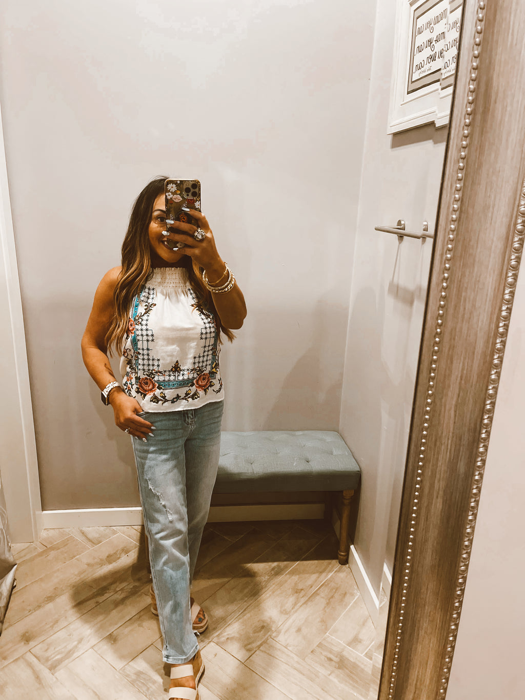 FREE PEOPLE Embroidered HONEY PIE Ivory Tank Top