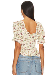 FREE PEOPLE Floral FAVORITE GIRL V-Neck Top