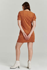 ANOTHER LOVE SeamDetail DEMI ShortSleeve Suede Dress