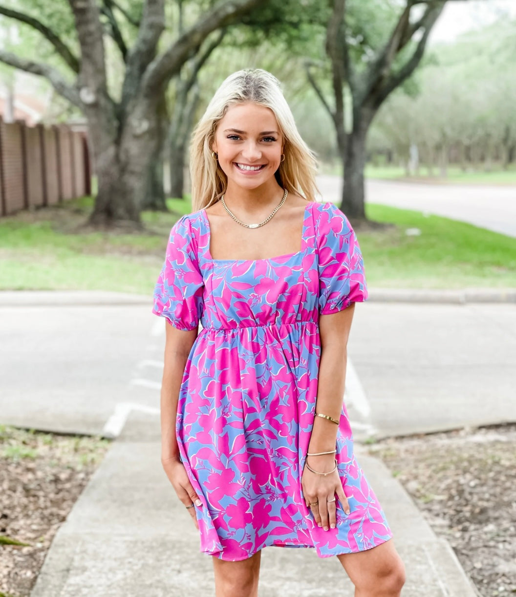 MEET ME IN SANTORINI Floral ARIA Babydoll Dress