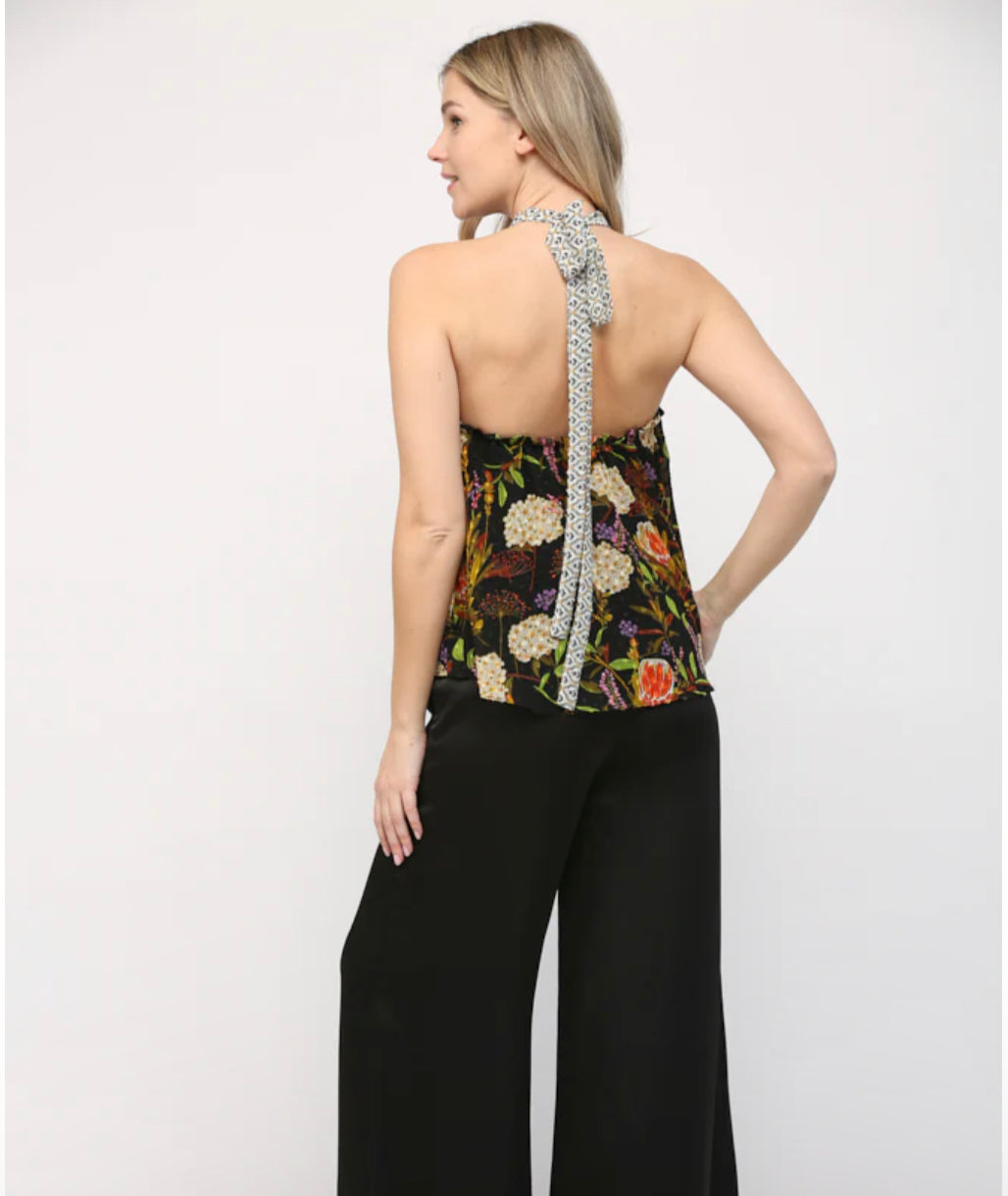 SERIES Mixprint Halter Neck Top