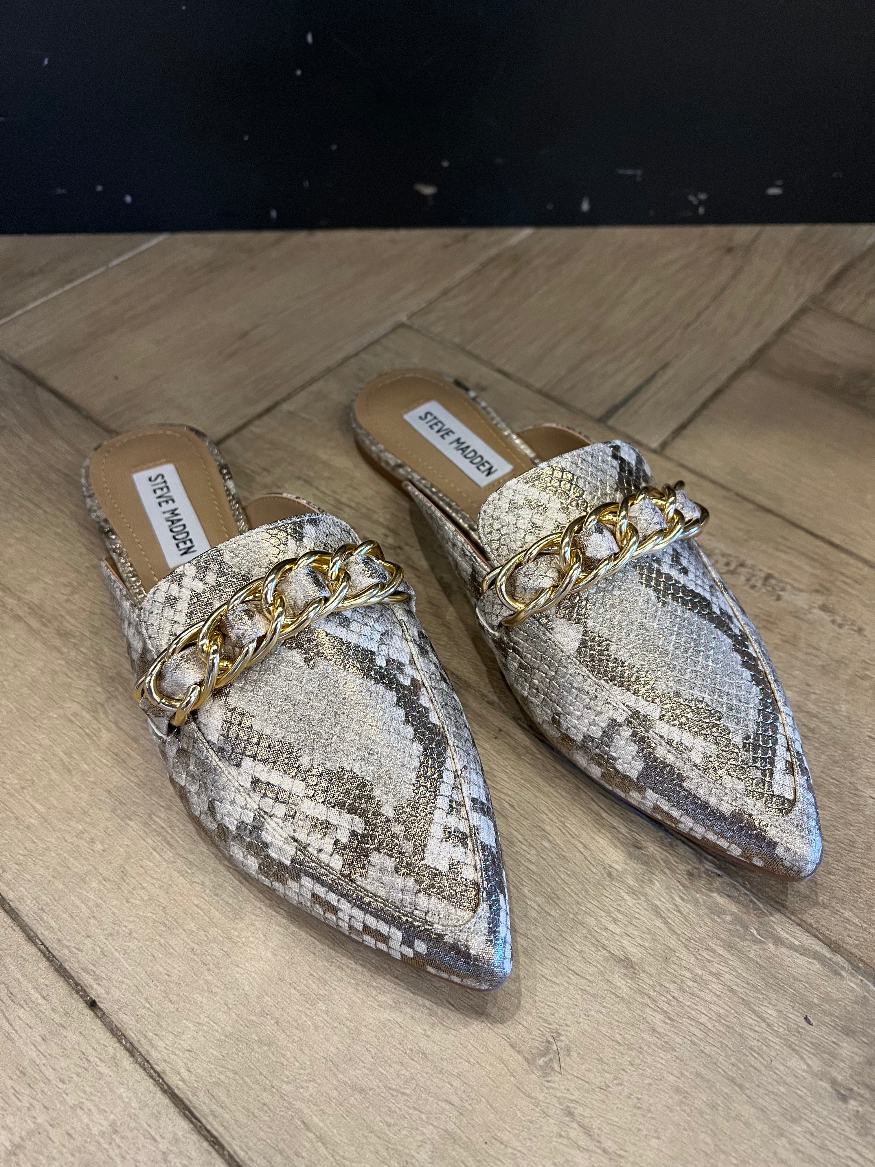 STEVE MADDEN Python Embossed FAINE Mules Shoe