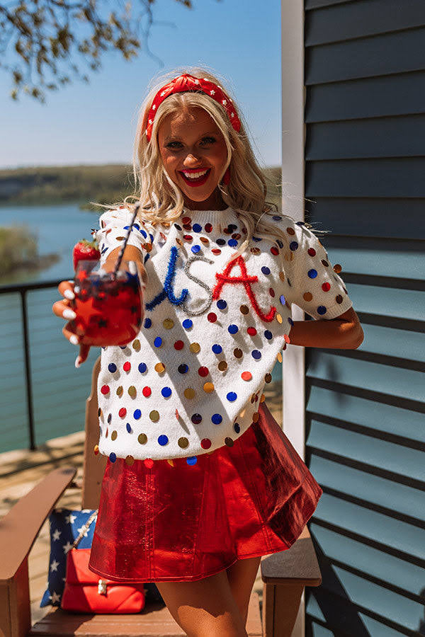 Bibi WONDER Sequin USA Knit Top