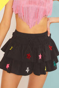 SHINE BRIGHT Sequin Star Ruffle Skort