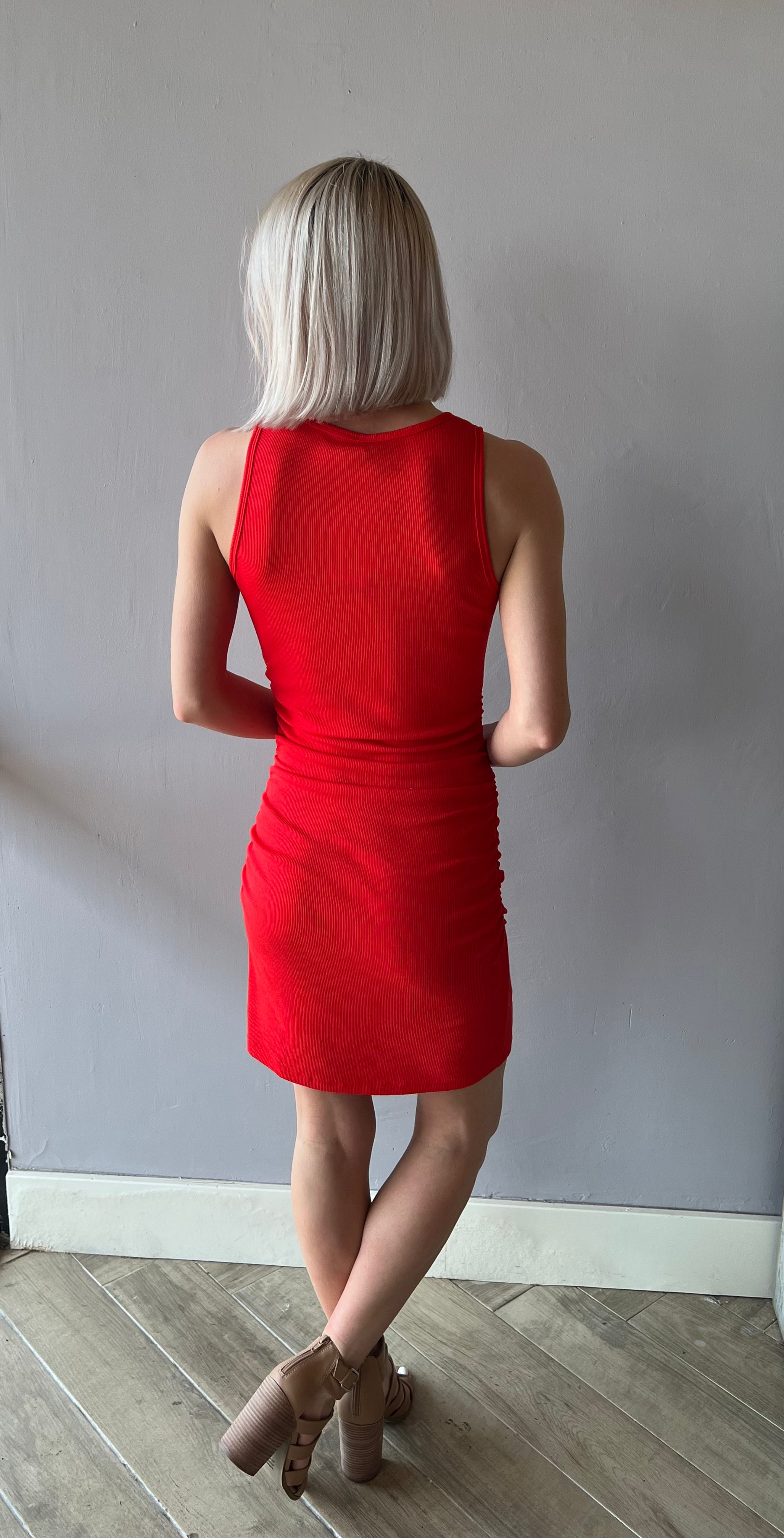 BOBI Side Shirred GREATEST Rib Tank Dress