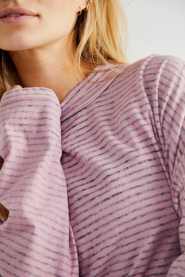 FREE PEOPLE Oversize Stripe BE FREE MockNeck Tunic Top