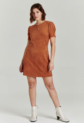 ANOTHER LOVE SeamDetail DEMI ShortSleeve Suede Dress