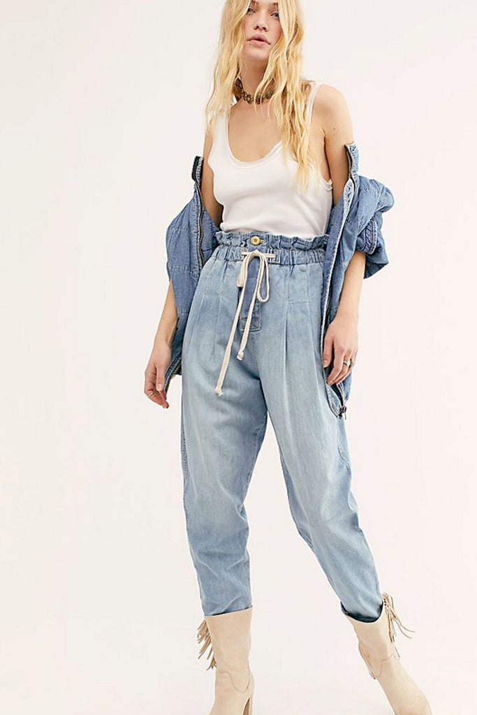 FREE PEOPLE Drawstring MARGATE Pleated PaperBag Trouser