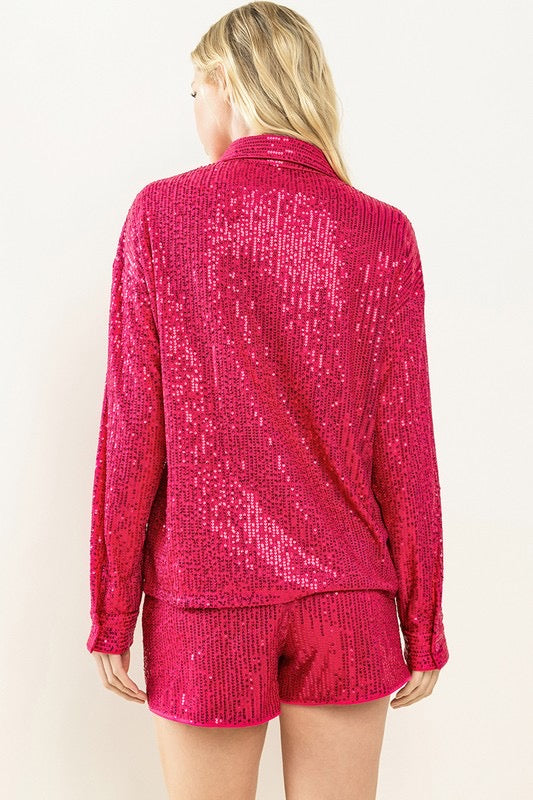 REFINED Sequin ButtonDown Top