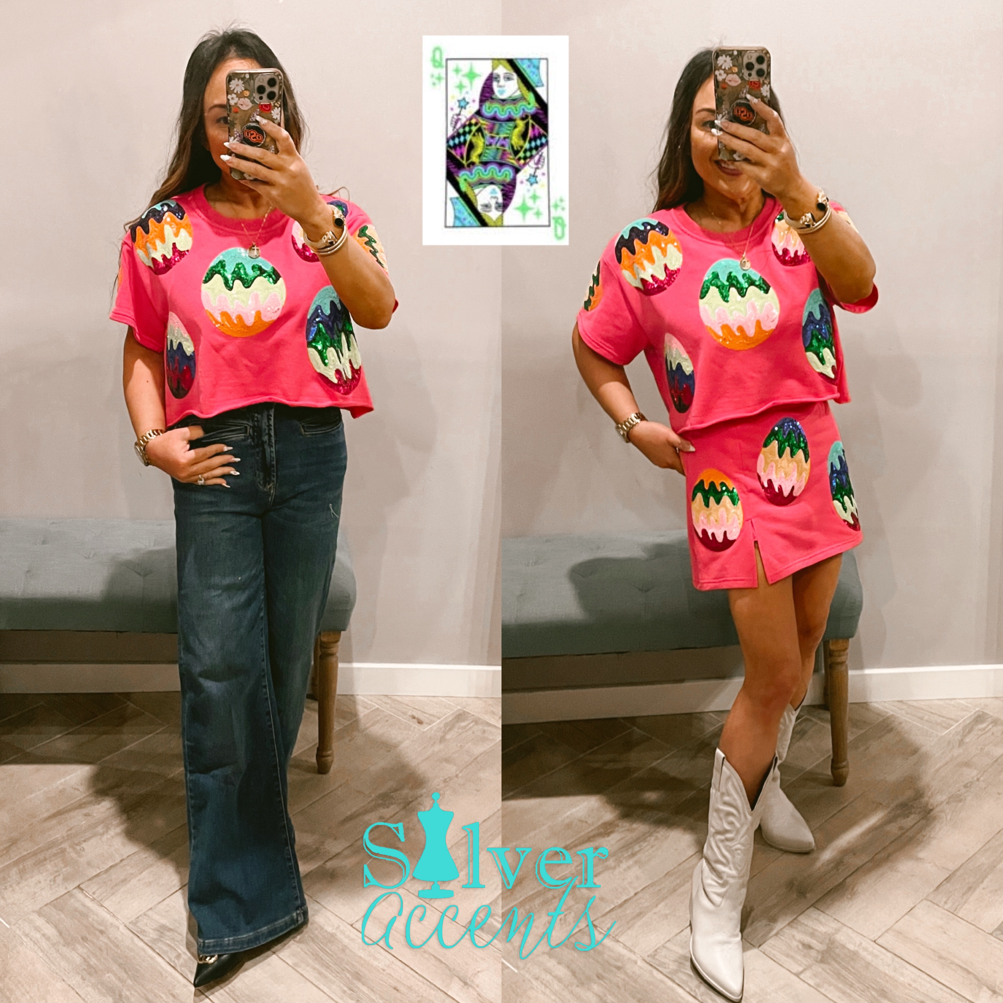 QUEEN OF SPARKLES Sequin GROOVY EASTER EGG Top