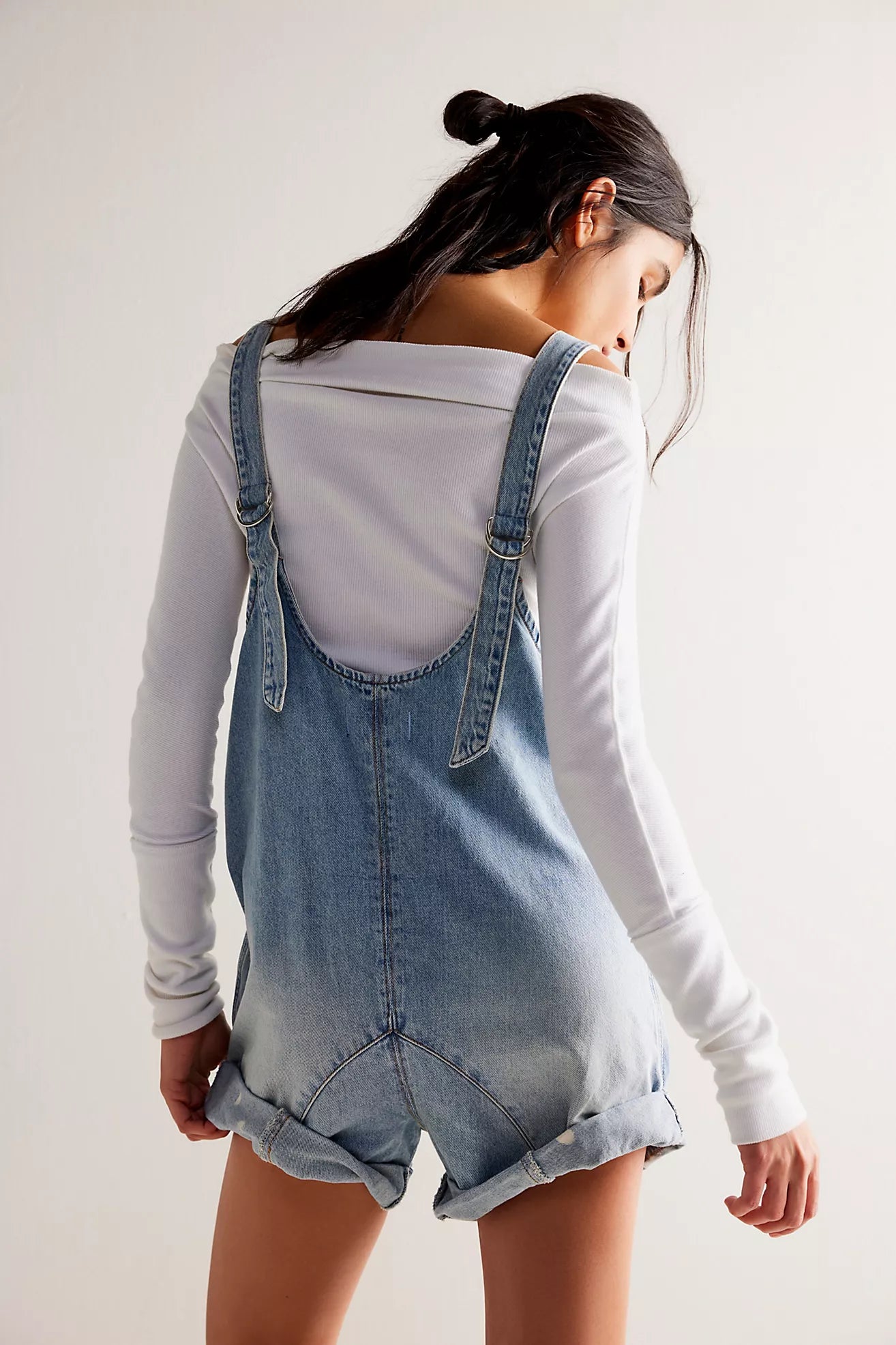 FREE PEOPLE Denim HIGH ROLLER Shortall Jumpsuit