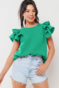 ESSENTIAL Gauze FlutterSleeve Top