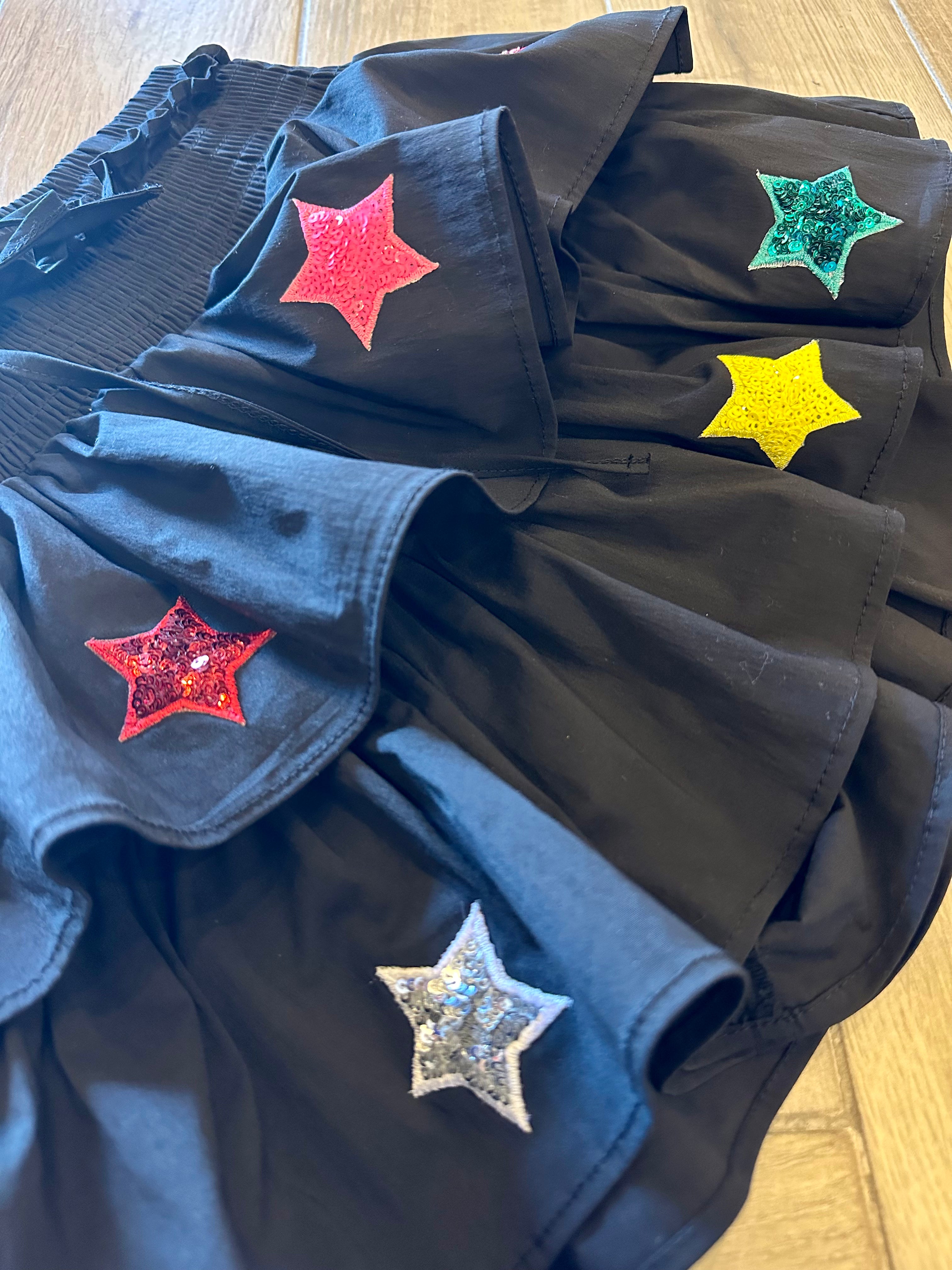 SHINE BRIGHT Sequin Star Ruffle Skort