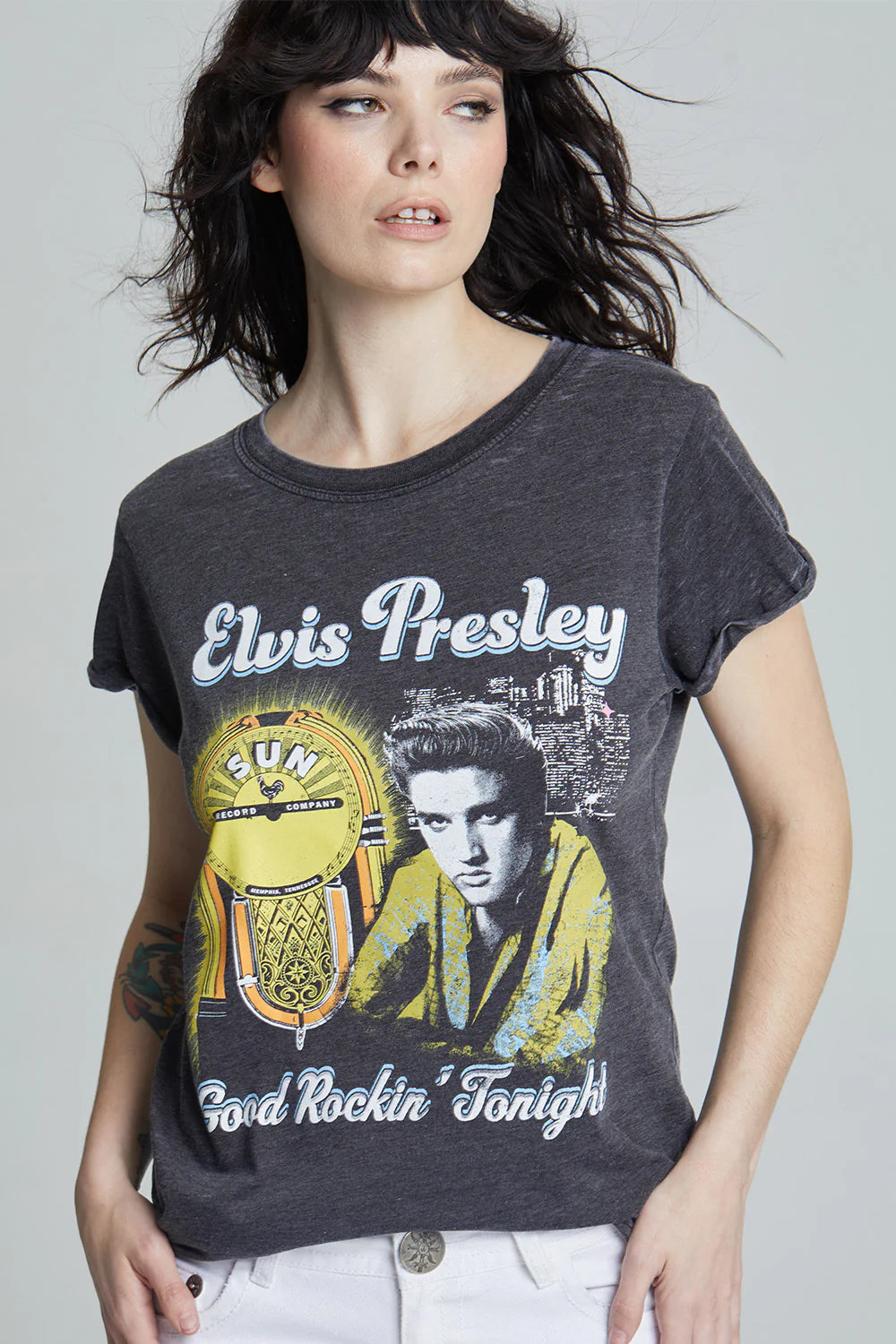 *RECYCLED KARMA Burnout SUNRECORDS X ELVIS Tee Top
