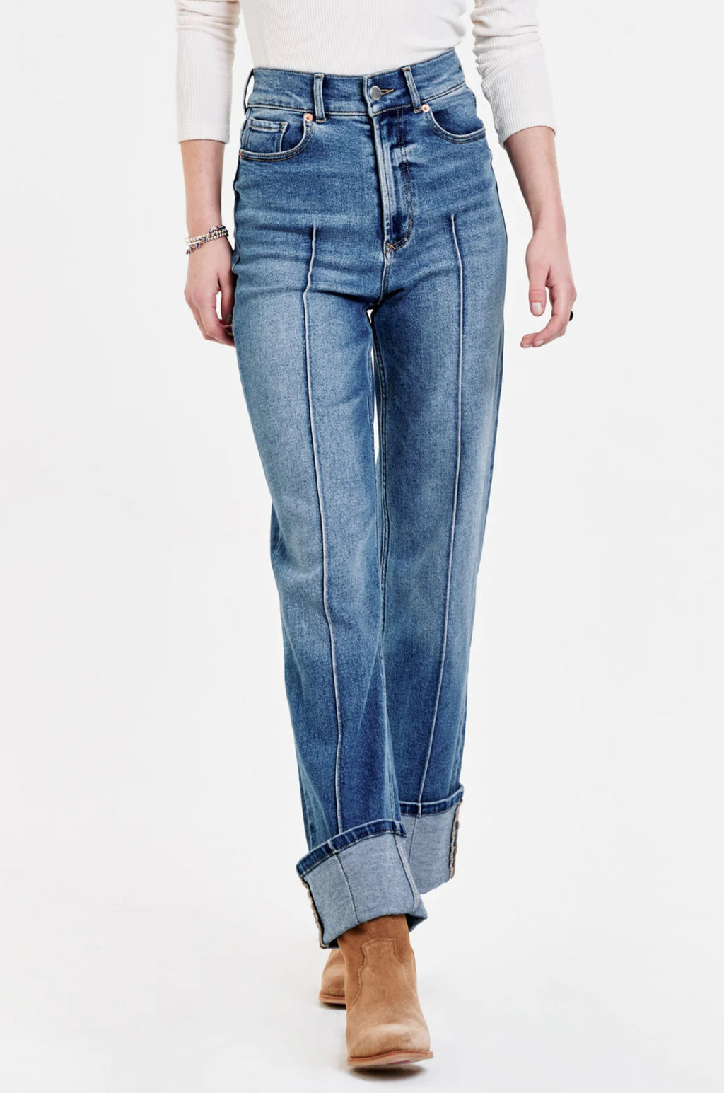 DEAR JOHN Super High Rise HOLLY Cuffed Straight Jeans Justice