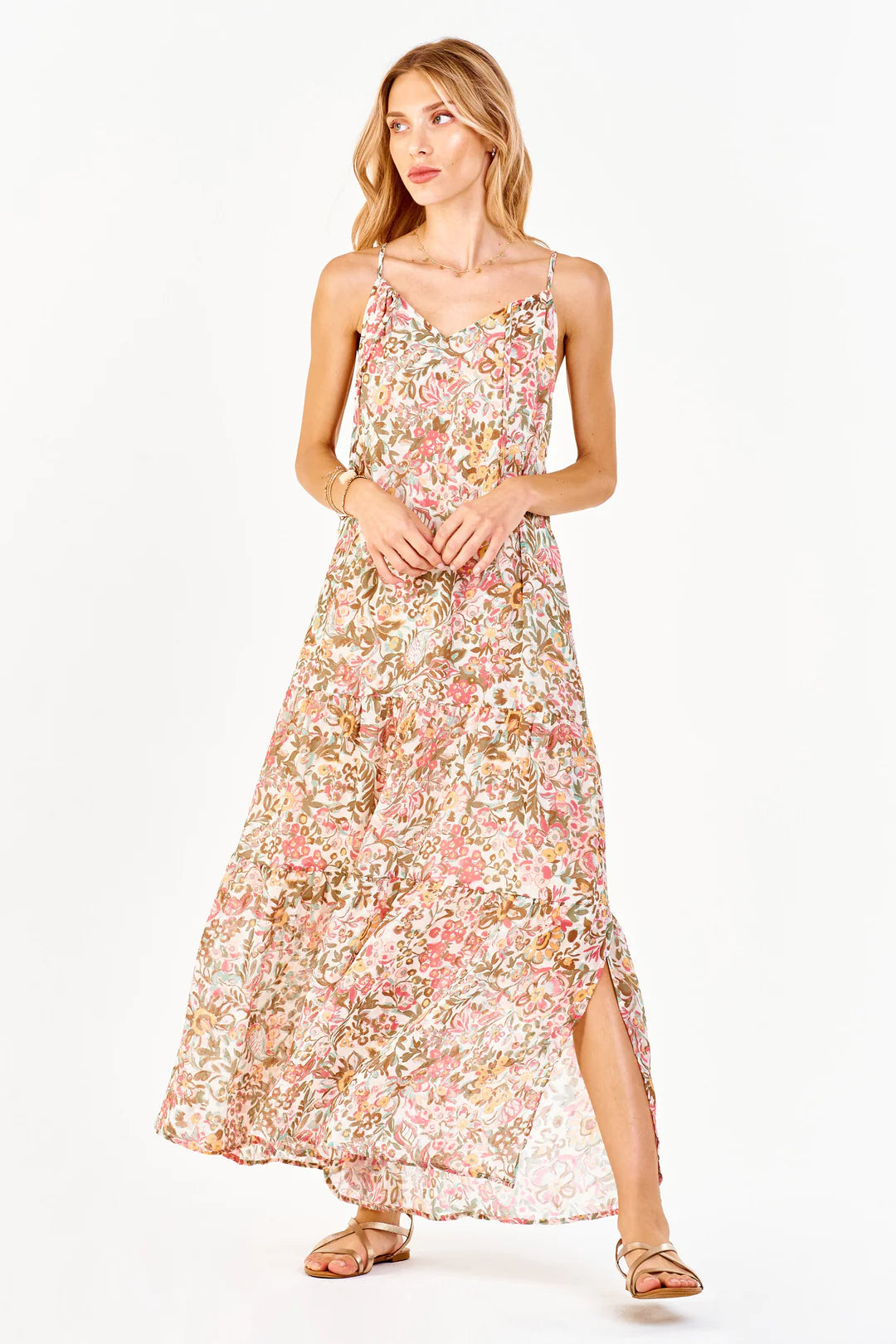 *DEAR JOHN Floral RYO V-Neck Maxi Dress
