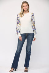 LUCY Contrast Jacquard Sleeve Sweater