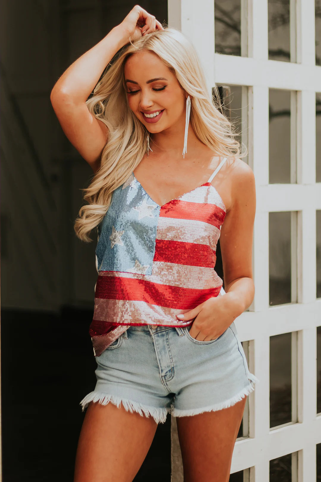 PLEDGE Sequin USA Flag Tank