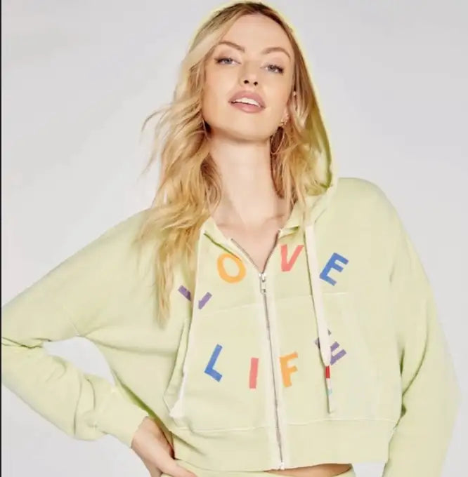 WILDFOX COUTURE Shadow Lime LOVE LIFE Kinley Hoodie Top