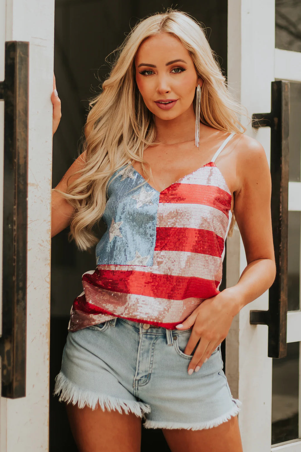 PLEDGE Sequin USA Flag Tank