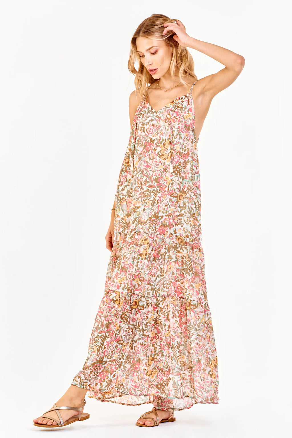 *DEAR JOHN Floral RYO V-Neck Maxi Dress