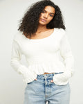 FREE PEOPLE Smocked Bust/Sleeve FREE SPIRIT Peplum Top